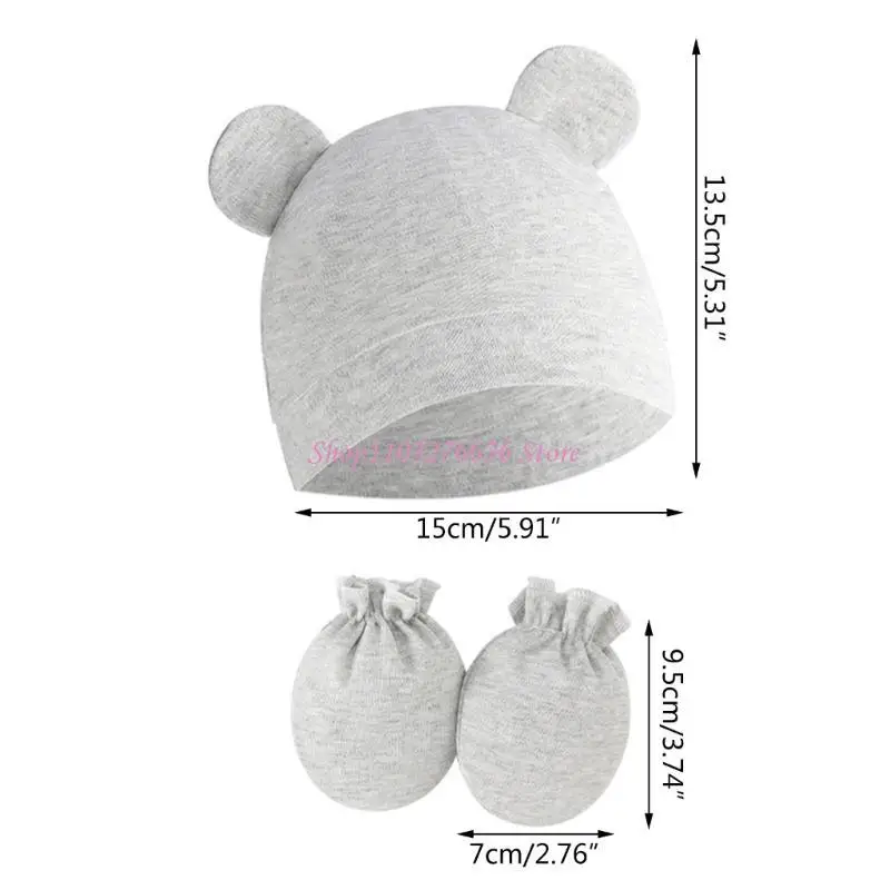 Guantes antiarañazos y gorro para recién nacido, set protector - imagen 2
