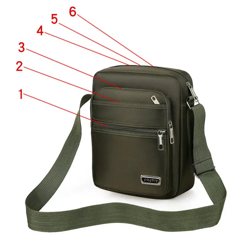 Bolso bandolera de nailon ligero con varias cremalleras para hombre - imagen 2