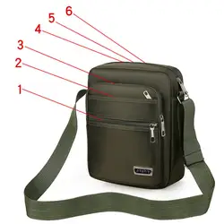 Bolso bandolera de nailon ligero con varias cremalleras para hombre