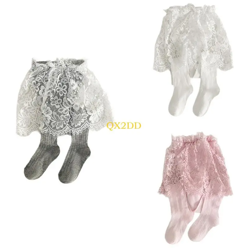 Leggings con falda de encaje detalle frontal