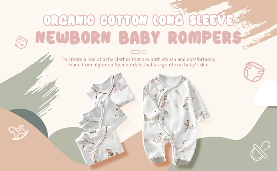 Pijama de algodón orgánico para bebé recién nacido, manga larga y unisex
