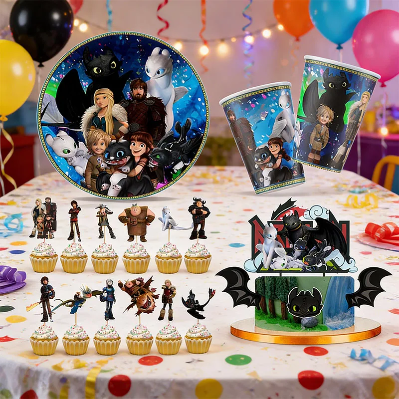 Platos de cumpleaños de Cómo Entrenar a tu Dragón temática anime - imagen 4