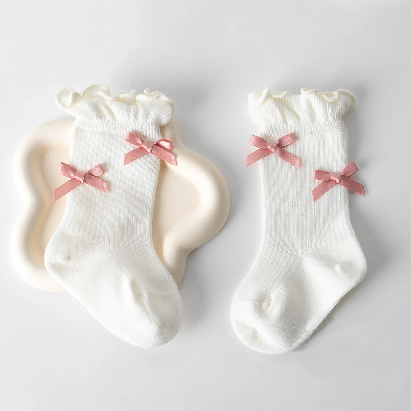 Calcetines bebé de algodón – media pantorrilla princesa con lazo - imagen 4