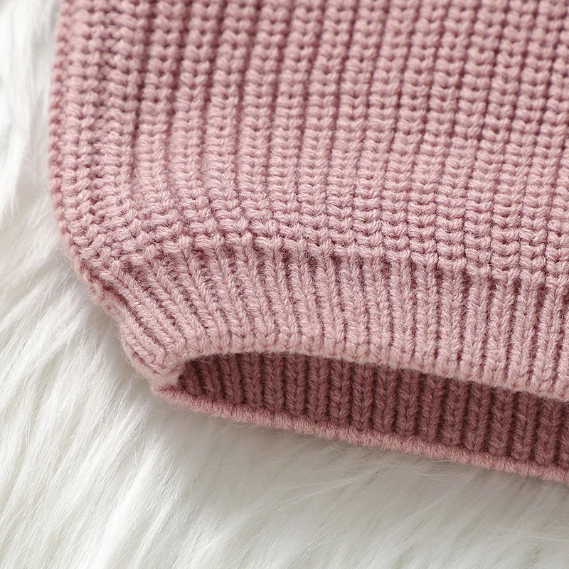Jersey de punto suave para bebé – Rosa, cuello redondo manga larga - imagen 5