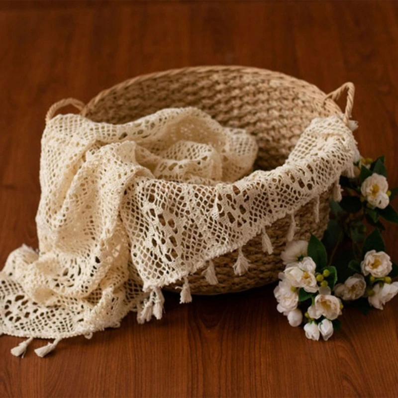 Manta de punto suave para bebé – Borlas vintage - imagen 3