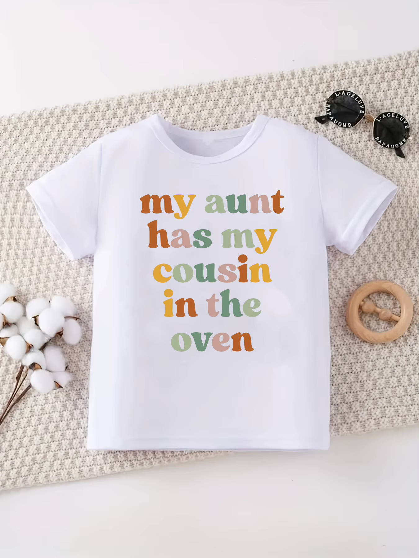 Camiseta anuncio embarazo retro con letras para niños y niñas - imagen 3
