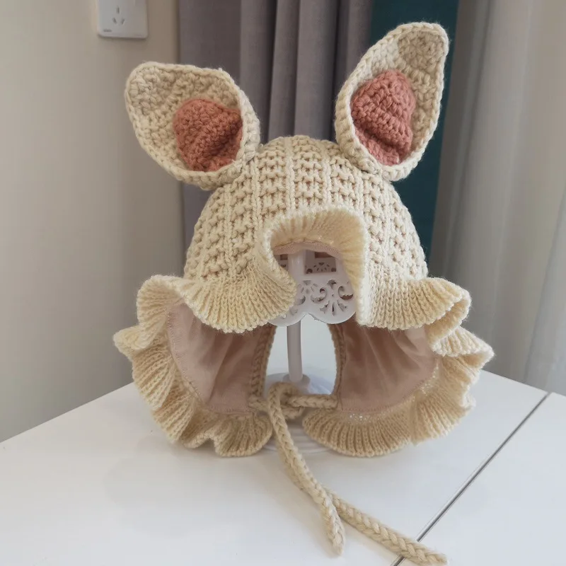 Gorro invierno tejido grueso con orejeras de conejo para bebé - imagen 5
