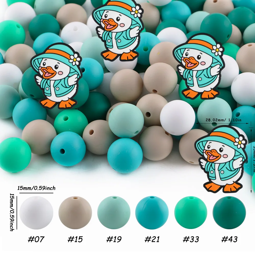Cuentas de silicona planas con diseño de pato para DIY - imagen 3