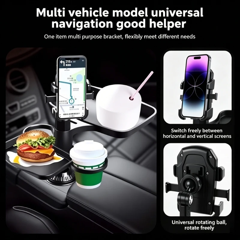 Portavasos para coche con bandeja giratoria 360° - imagen 3