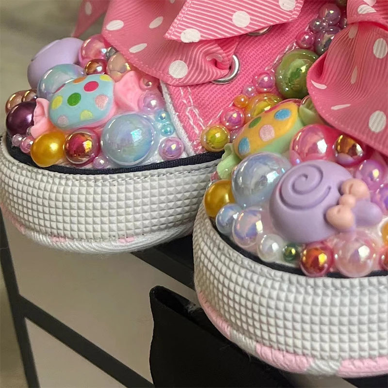 Lollipop Zapatos primeros pasos de lona con suela blanda para niña - imagen 4
