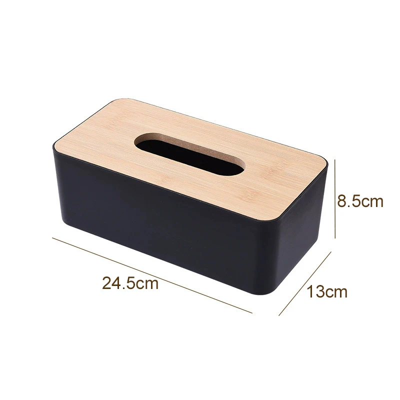 Caja de pañuelos negra para escritorio con soporte de almacenamiento - imagen 5