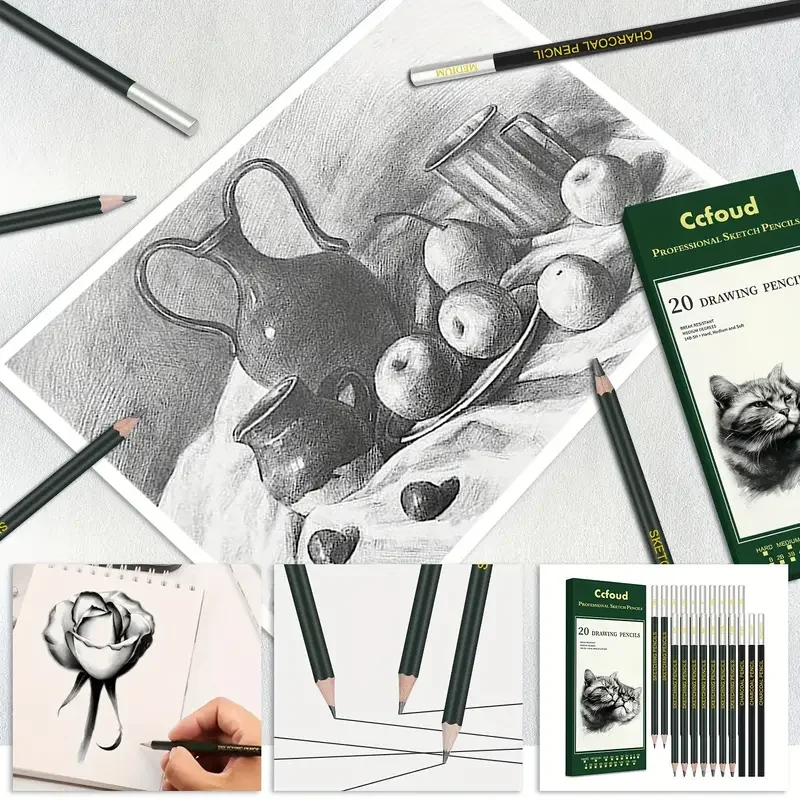Set de 20 lápices de grafito para niños – Madera preafilada profesional - imagen 4