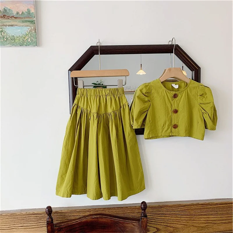 Conjunto de verano para niña con camiseta de mangas burbuja - imagen 5