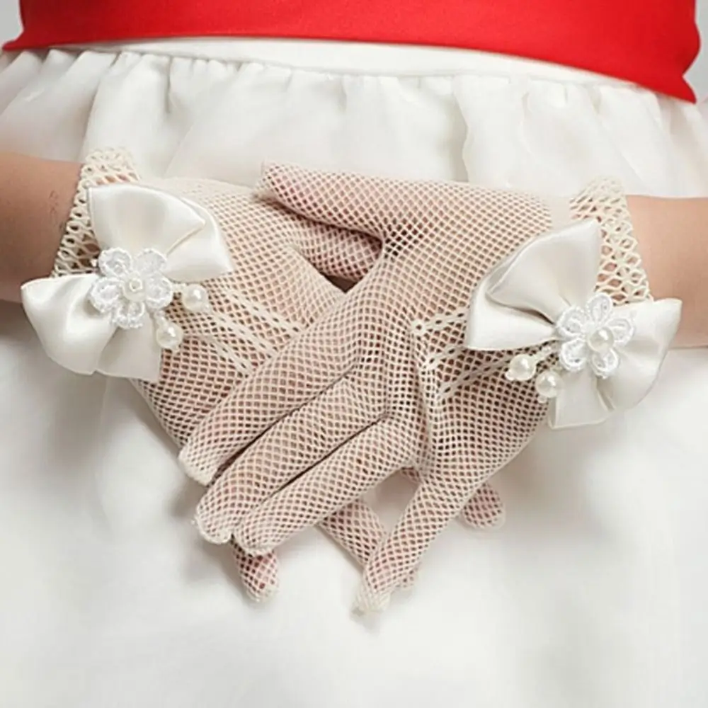 Guantes de encaje con lazo para niña – Estilo princesa, boda y fiesta - imagen 5