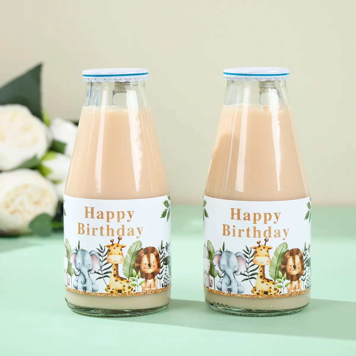 Pegatinas safari para botellas de agua – Decoración infantil - imagen 3