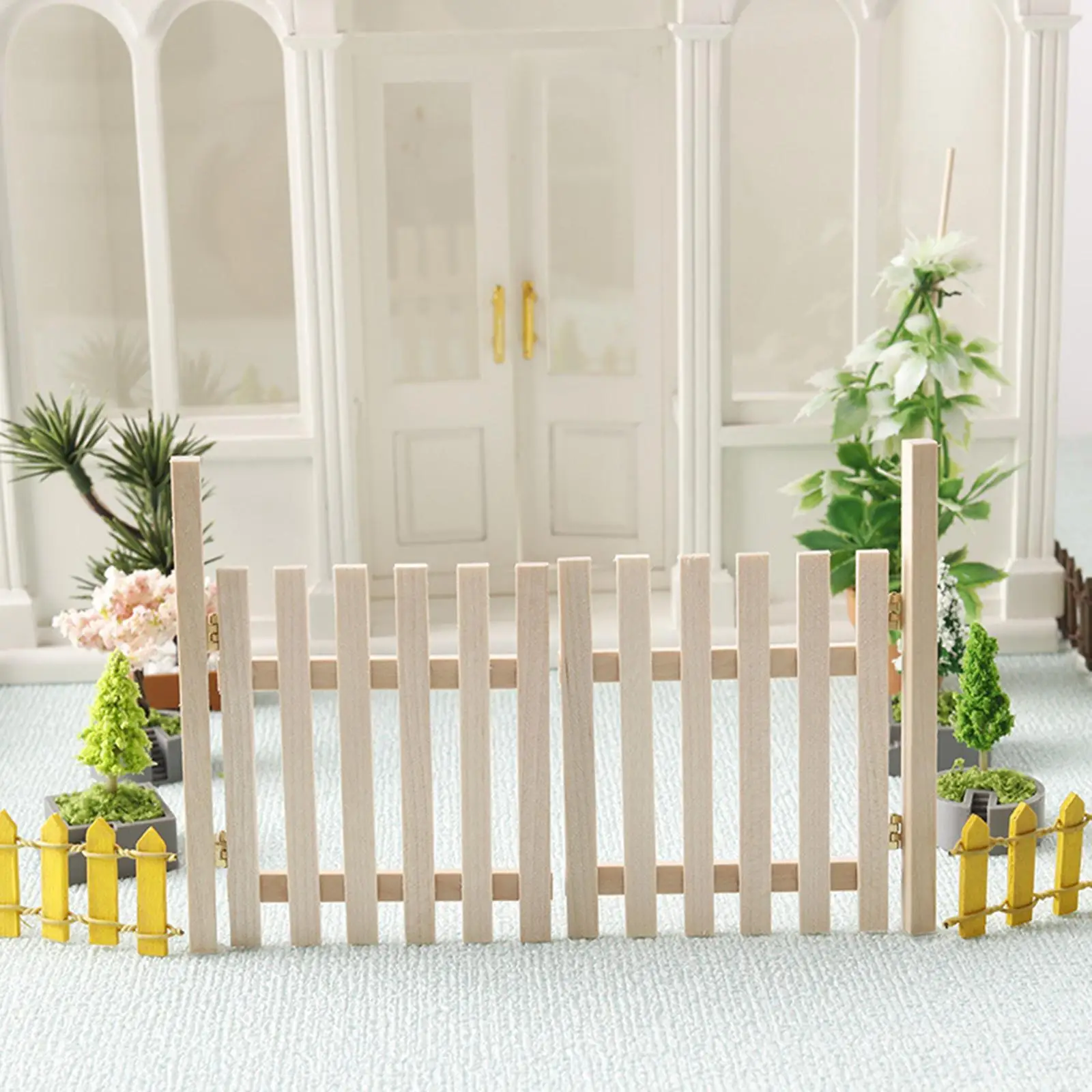 Puerta de jardín para casa de muñecas en miniatura, decoración