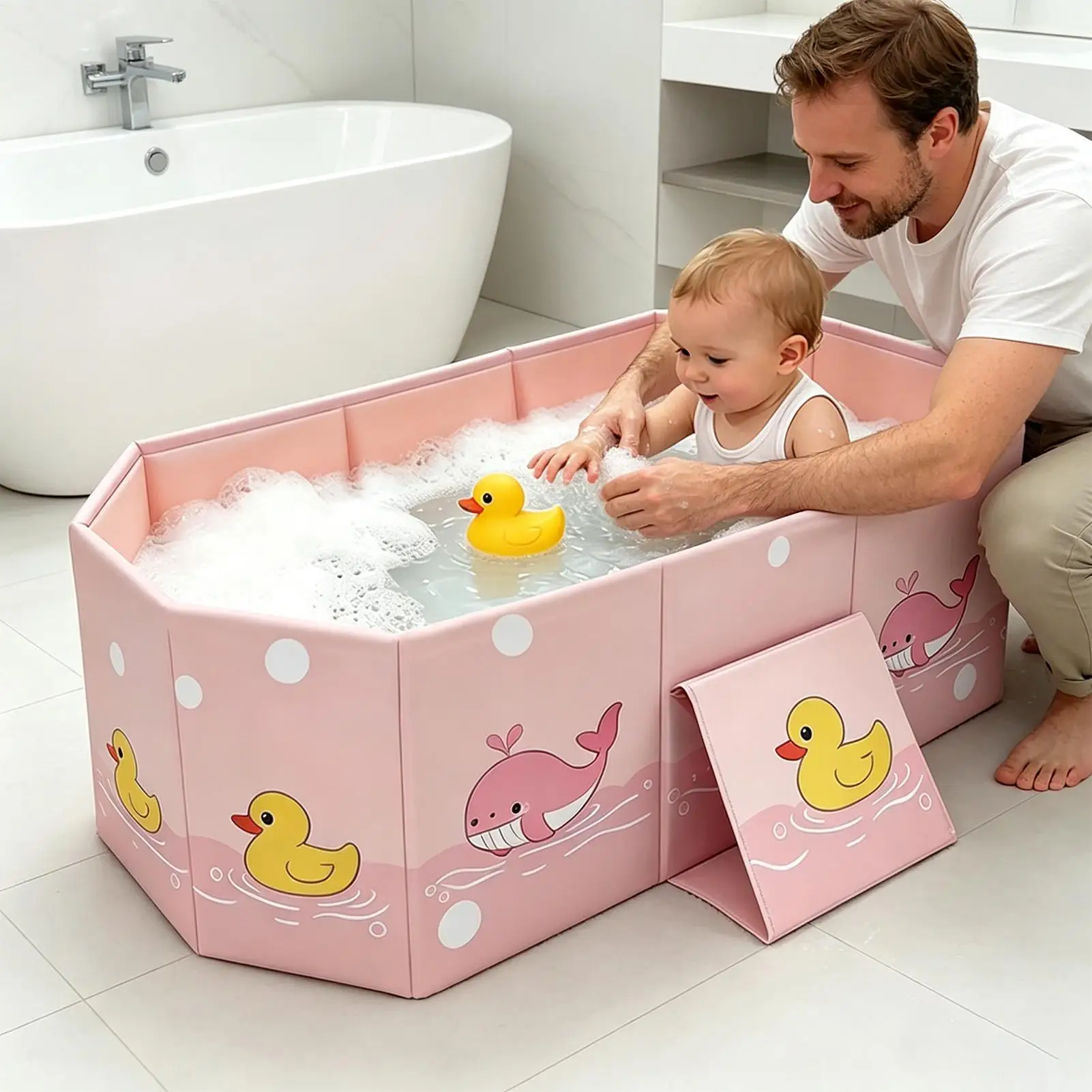 Bañera plegable con diseño infantil y patito