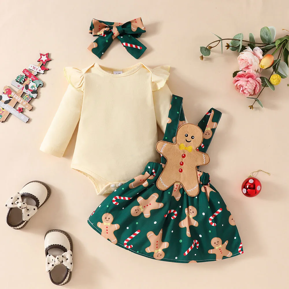 Milangel traje navideño bebé con vestido Santa y diadema - imagen 4