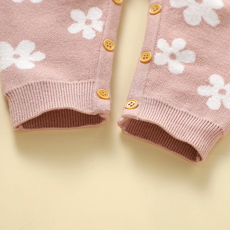 Pelele infantil floral de punto manga larga para otoño e invierno
