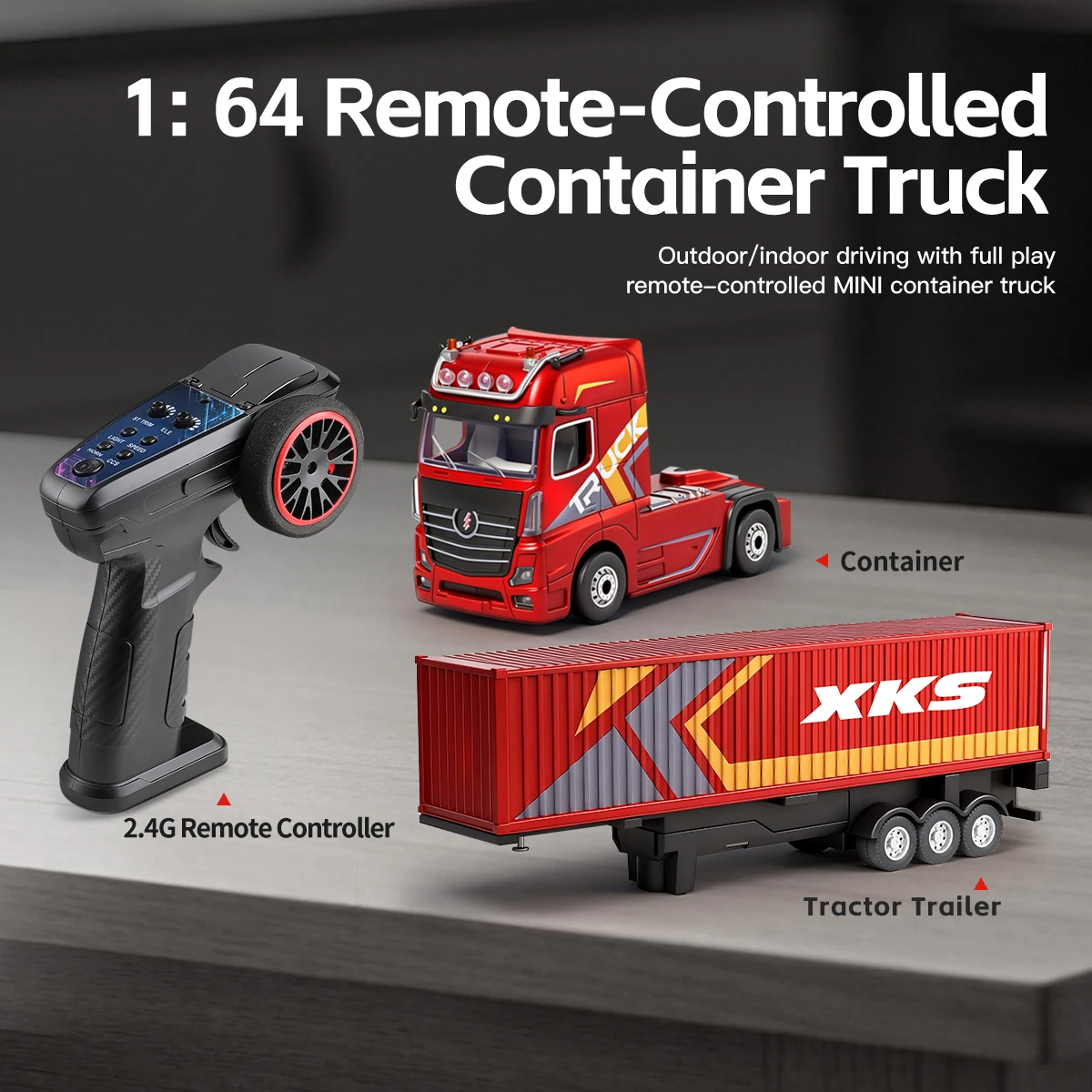 WLtoys 6408 camión tractor RC con luces y contenedor elevable 4WD - imagen 4