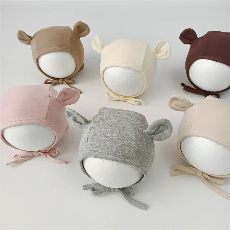 Gorro de algodón para recién nacido con orejitas conejo y osito - imagen 5