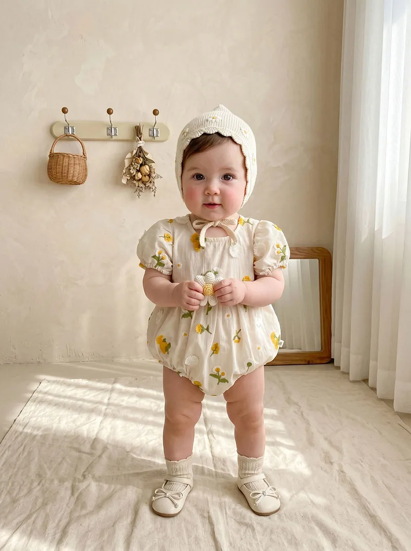 Body verano bebé niña – cómodo y ventilado con bordados margaritas - imagen 5