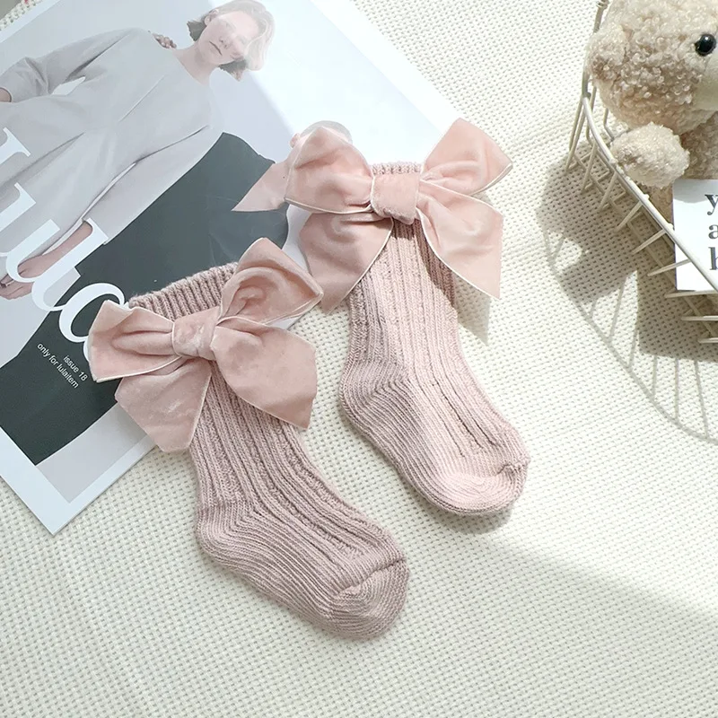 Calcetines de algodón grueso con lazo para bebé otoño - imagen 2