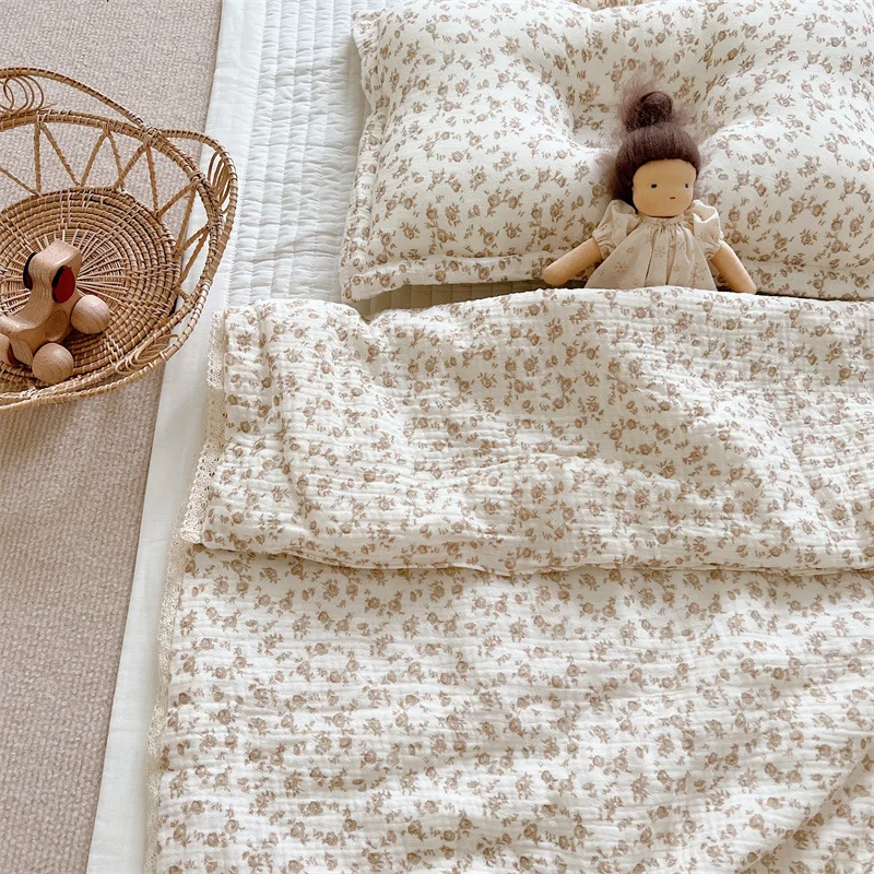Juego ropa de cama para cuna: edredón y almohada de muselina floral - imagen 5