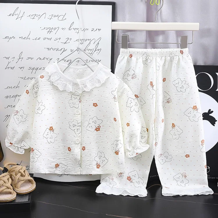 Pijama niña de manga larga floral – Conjunto suave de hogar - imagen 5