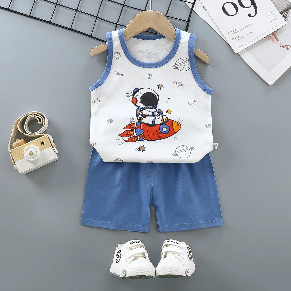 Conjunto verano bebé niño algodón: camiseta y pantalón corto - imagen 4