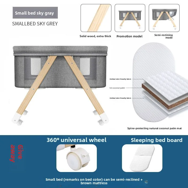 Cuna plegable de pino para bebé con posición semi-recostada - imagen 4