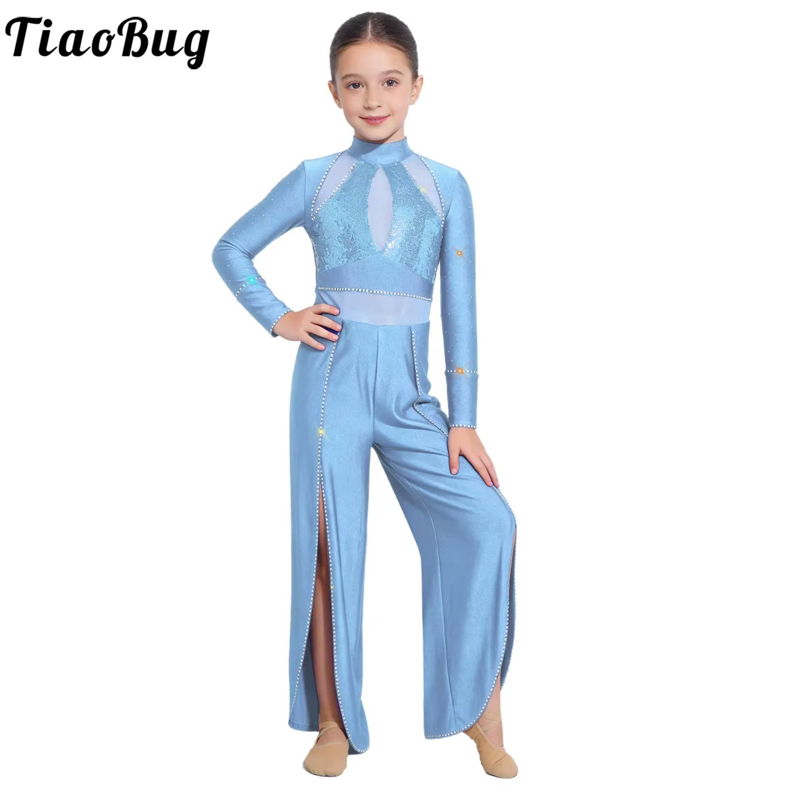 Mono de ballet con pedrería para niña – Maillot de danza elegante