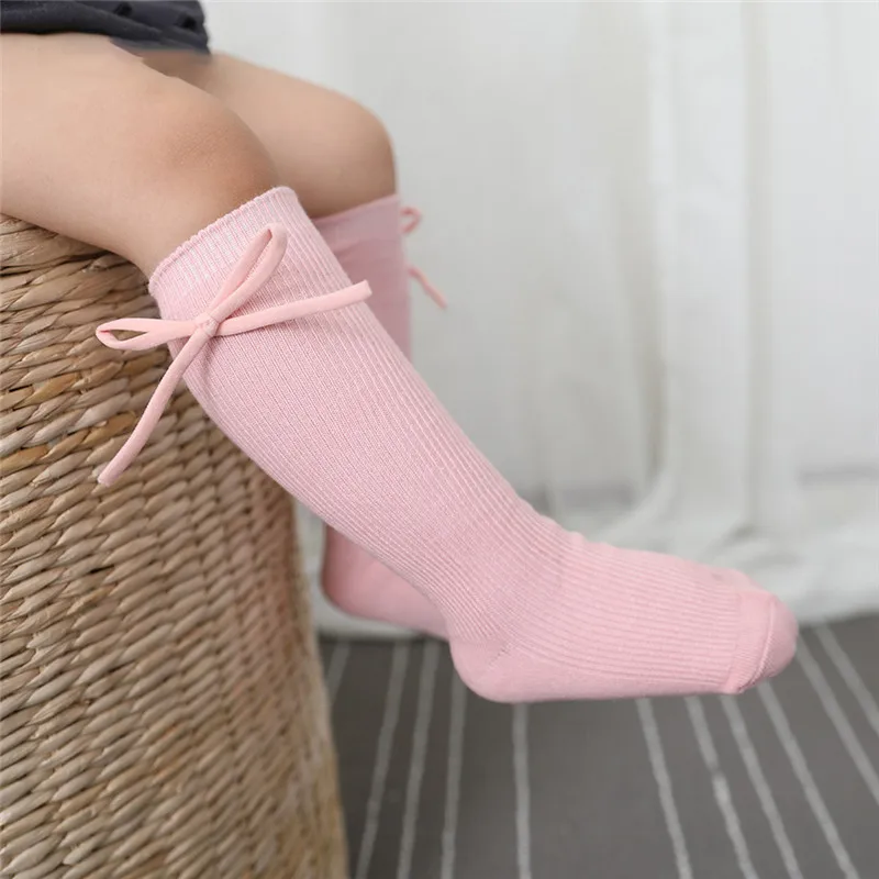 Calcetines altos de princesa con lazo – Algodón suave para niñas - imagen 3