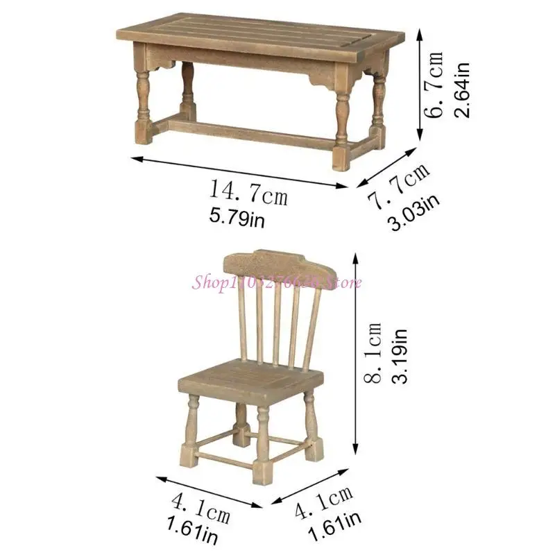 Mesa y silla para casas de muñecas, juego comedor - imagen 5
