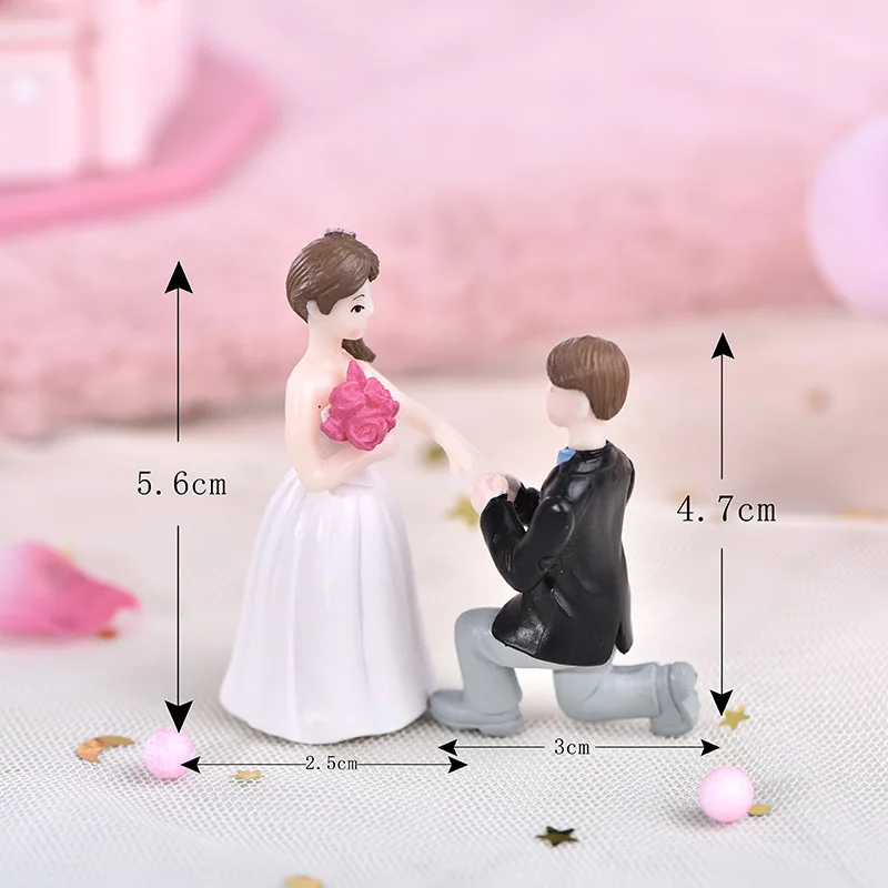 Figuras de novios para decoración de tartas y jardín de hadas - imagen 2