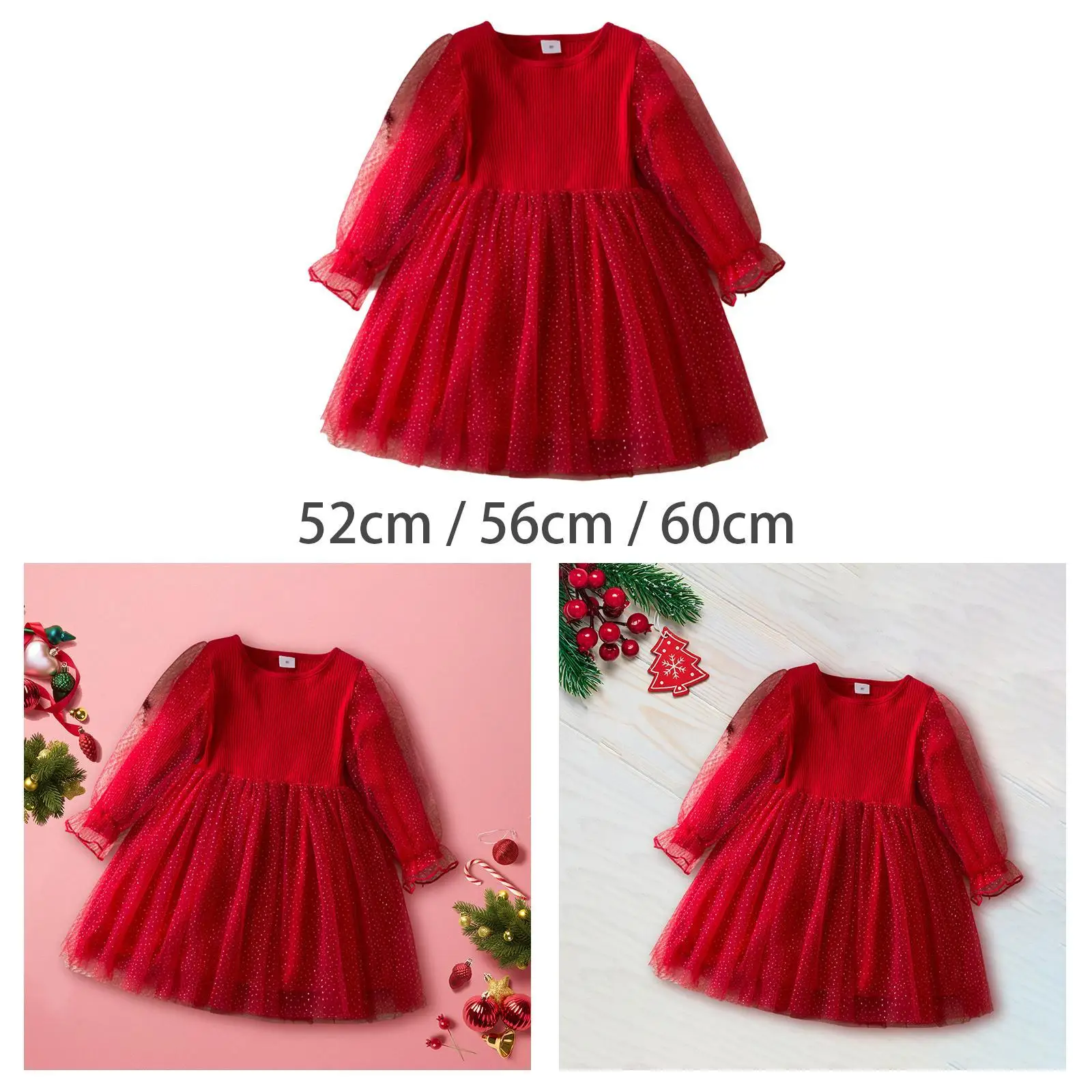 Vestido de Navidad rojo con tutú para niña - imagen 2