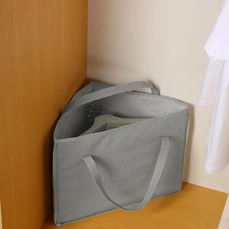 Bolsa de almacenamiento triangular de lino y algodón con asas - imagen 2