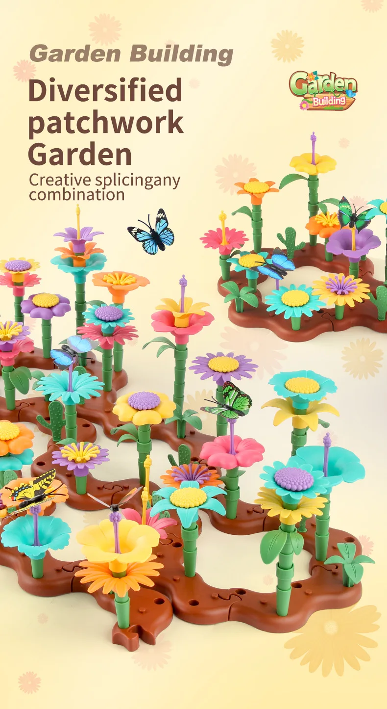 Set de bloques de jardín de flores para apilar y crear