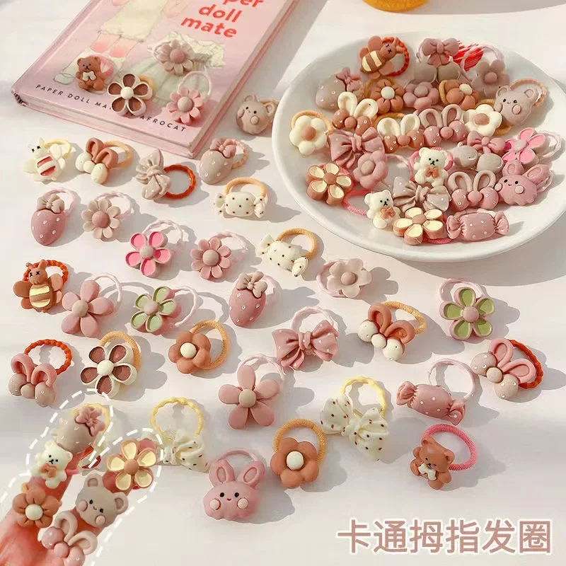 Bandas para el cabello bebé con flores y ositos – Mini aros elásticos