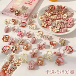 Bandas para el cabello bebé con flores y ositos – Mini aros elásticos