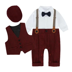 Conjunto recién nacido niño: pelele, chaleco y gorro de punto