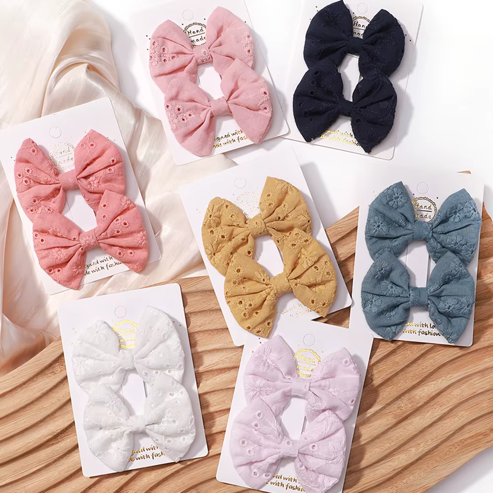 Accesorios de cabello bebé: pinzas y horquillas con lazos bordados - imagen 2