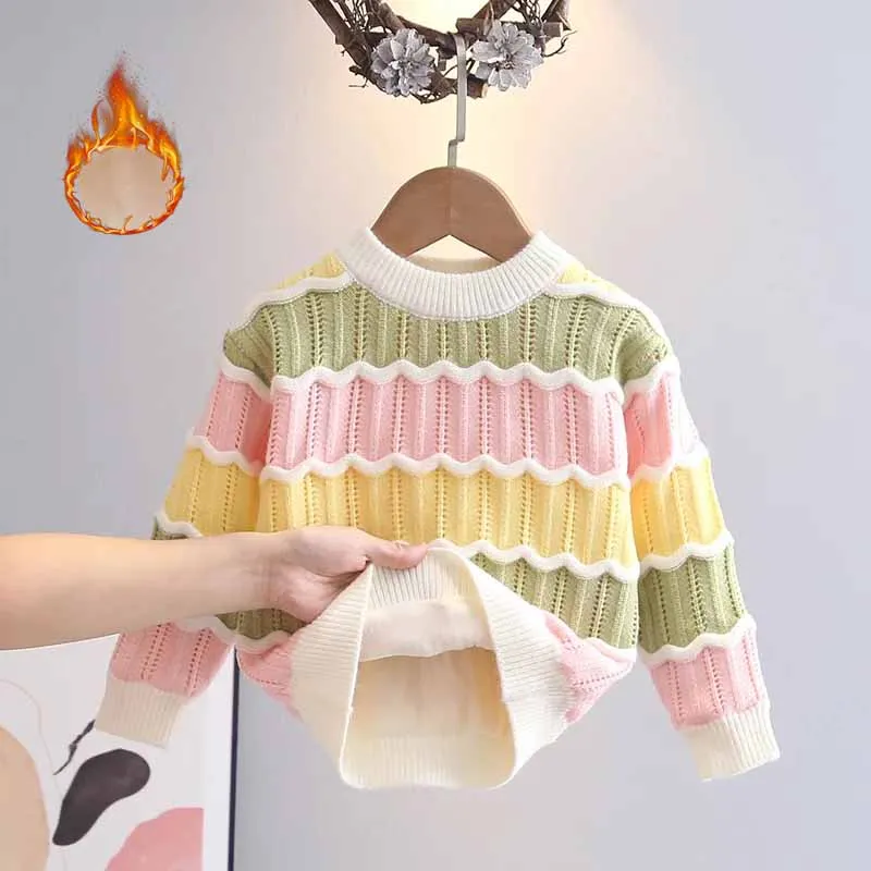 Suéter acolchado de invierno para niñas – Jersey cálido punto arcoíris - imagen 4