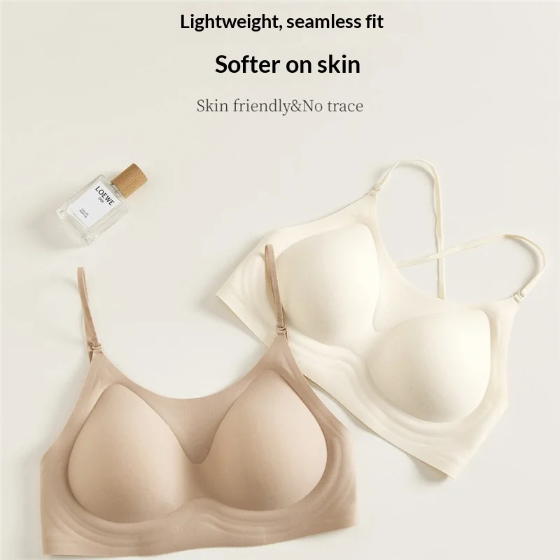 Sujetador sin espalda rosa invisible con tiras cruzadas push-up - imagen 5