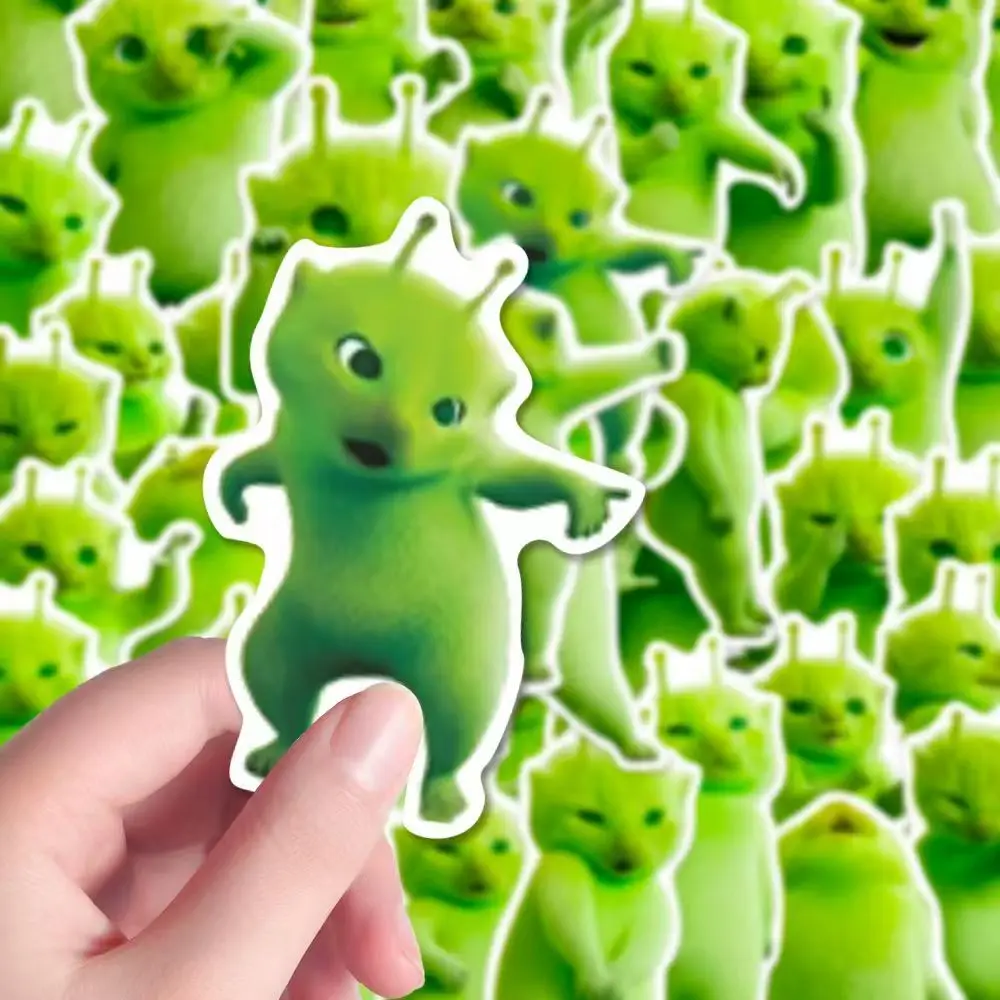 Pegatinas de gatos alienígenas verdes de dibujos animados - imagen 2