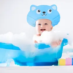 Gorro de baño ajustable para bebé con protección oídos y ojos
