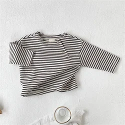 Camisetas rayadas de algodón para bebé y niños - Manga larga