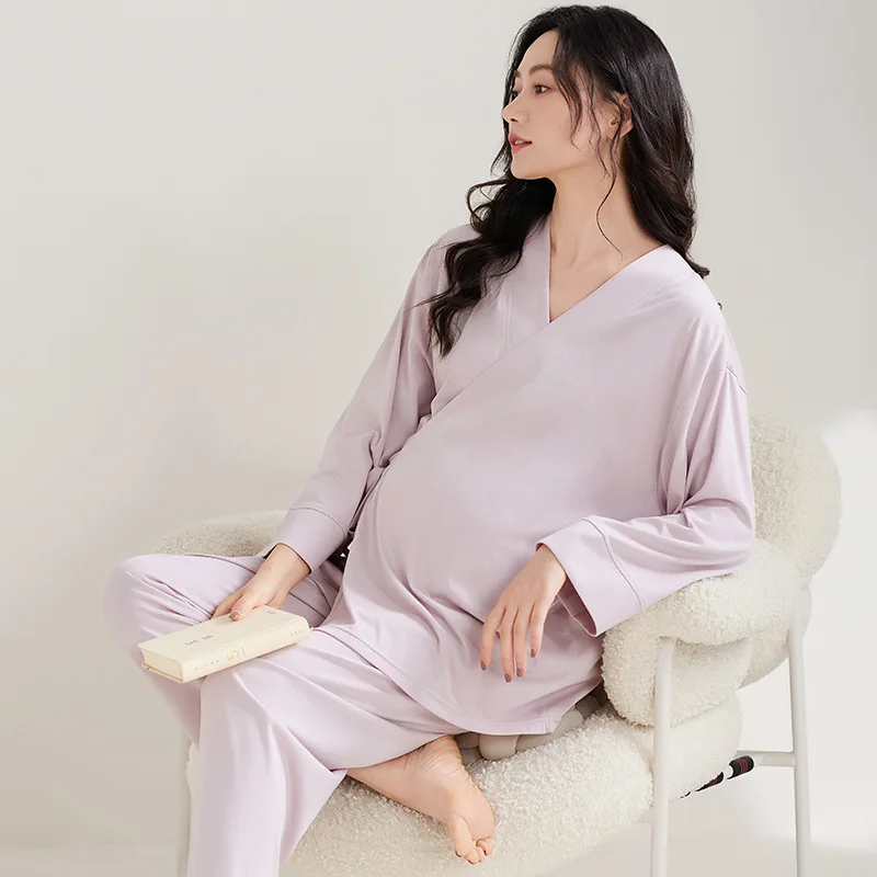 Pijama de lactancia y maternidad de algodón para mujer - imagen 2