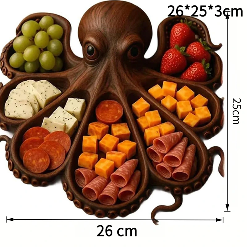 Bandeja charcutería de madera con pulpo para servir - imagen 4