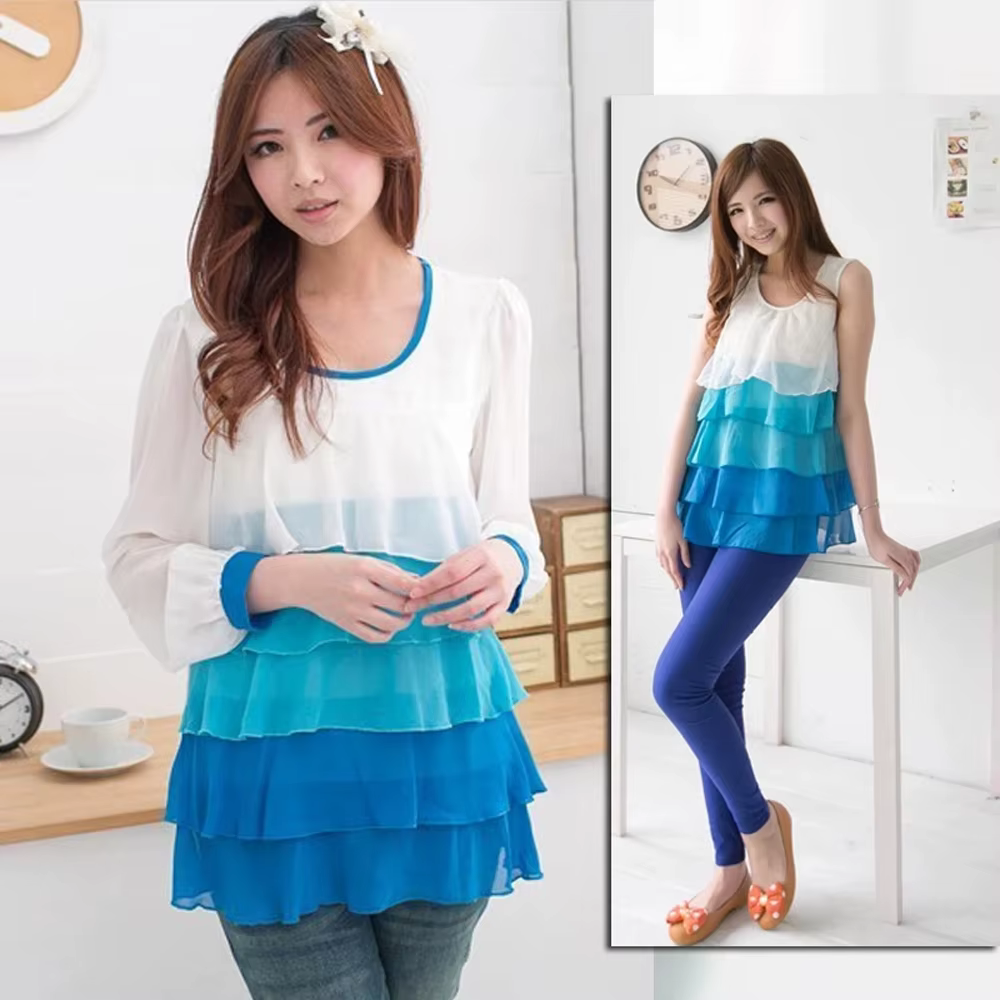 Blusa de lactancia manga larga con modal y chifón suave - imagen 5